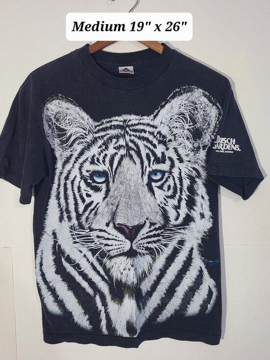 Alstyle Apparel & Activewear Other - Vtg 90s Busch Gardens White Tiger "Extinction Is Forever" Black Faded Medium Tee